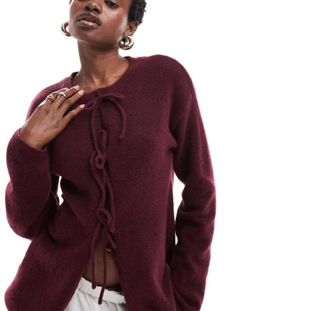 ASOS | Monki Knit Bow Tie Up Cardigan